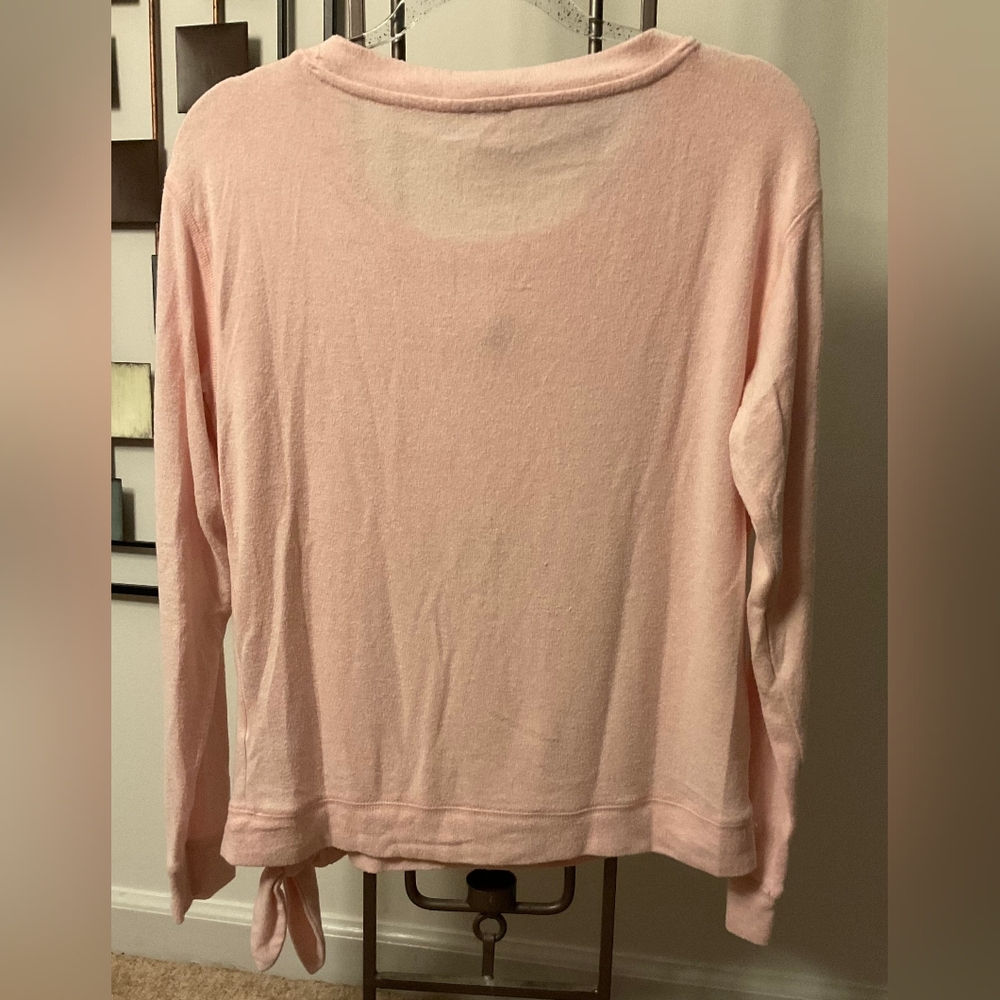 J. Crew Light Pink Long Sleeve Sweater Top with Side Tie - Picture 3 of 5